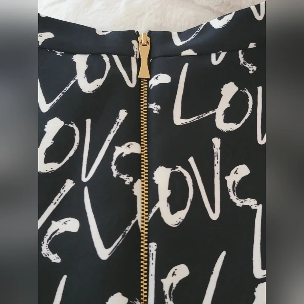 Kate Spade Dress Women's 4 Mindy Graffiti Love Black White Sleeveless Party - Picture 5 of 9